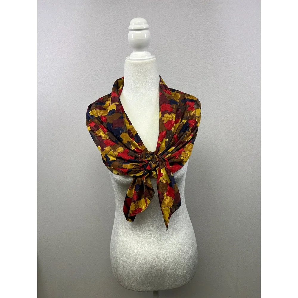 Vintage Aesthetic Unbranded Womens OS Multicolor Geometric Mosaic Jacquard Scarf